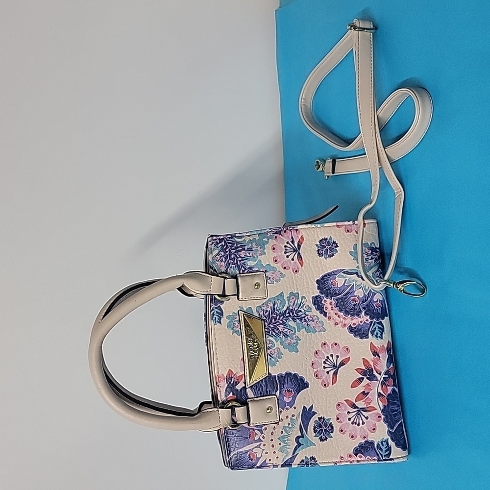 Nicole By Nicole Miller Floral Top Handle Handbag Detachable Crossbody Strap